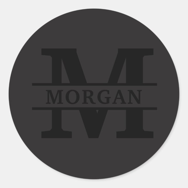 Personalized Elegant Monogram and Name Classic Round Sticker (Front)