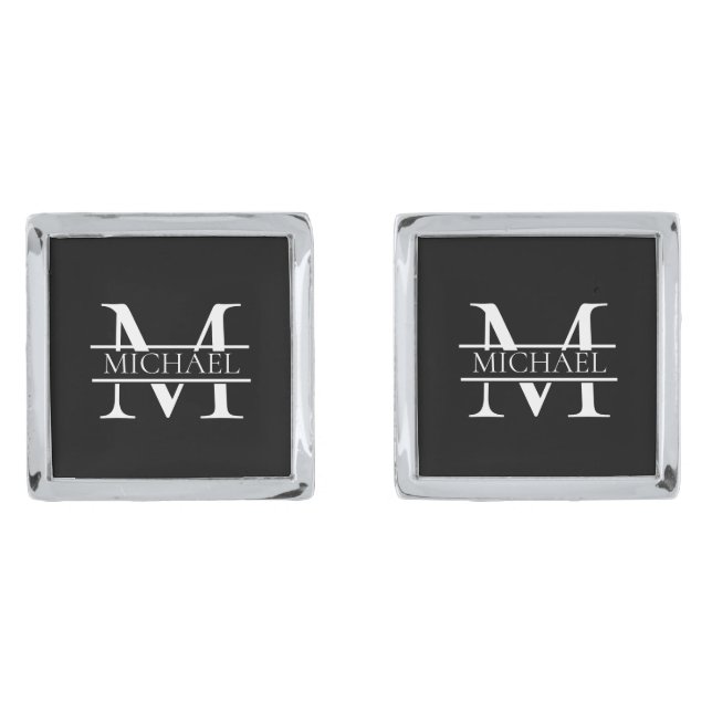 Personalized Elegant Monogram and Name Cufflinks (Front)