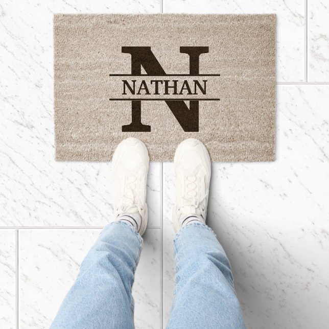 Personalized Elegant Monogram and Name  Fiber Doormat (Insitu)
