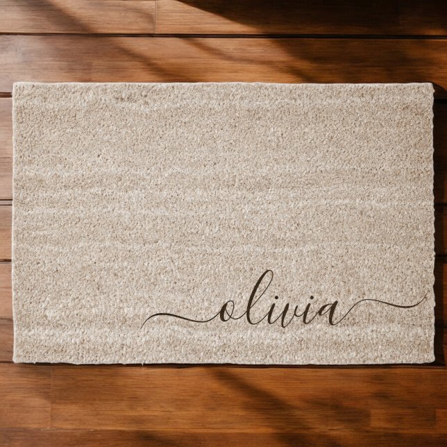 Personalized Elegant Monogram and Name Fiber Doormat (Creator Uploaded)