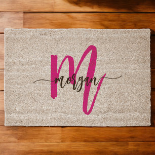 Personalized Elegant Monogram and Name Fiber Doormat
