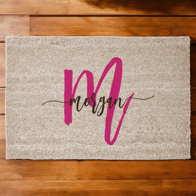Personalized Elegant Monogram and Name Fiber Doormat (Creator Uploaded)