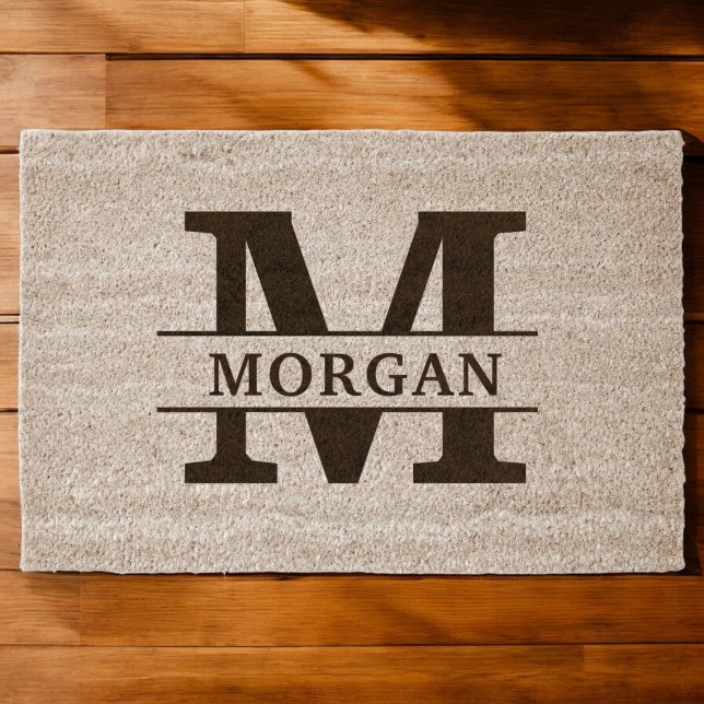 Personalized Elegant Monogram and Name Fiber Doormat (Creator Uploaded)