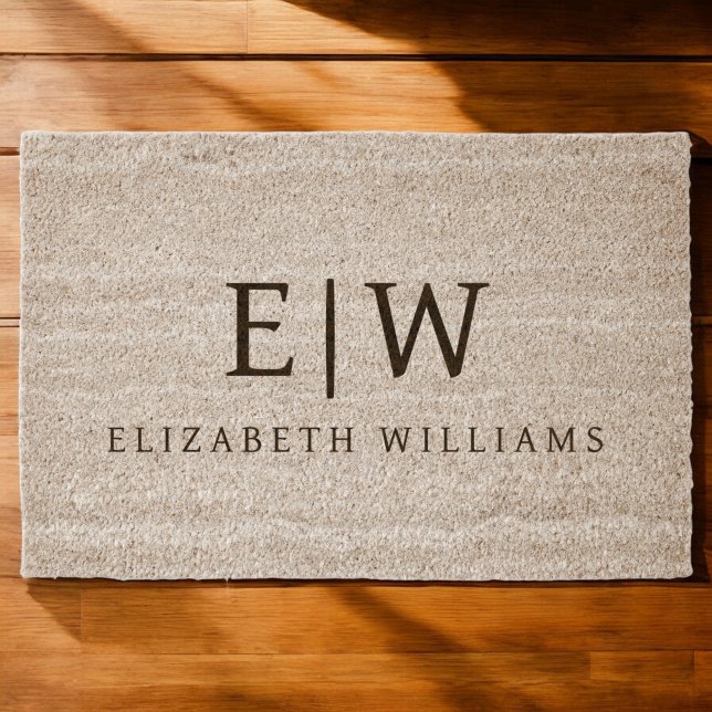 Personalized Elegant Monogram and Name Fiber Doormat (Creator Uploaded)