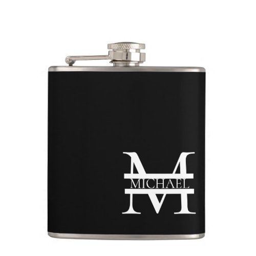 Personalized Elegant Monogram and Name Flask