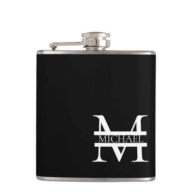 Personalized Elegant Monogram and Name Flask (Front)