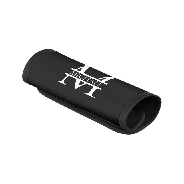 Personalized Elegant Monogram and Name Luggage Handle Wrap (Angled)