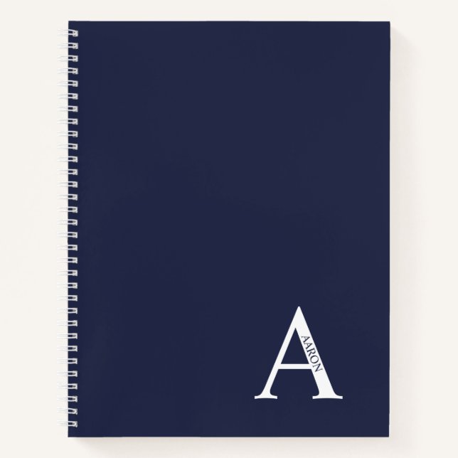 Personalized Elegant Monogram and Name Notebook (Front)