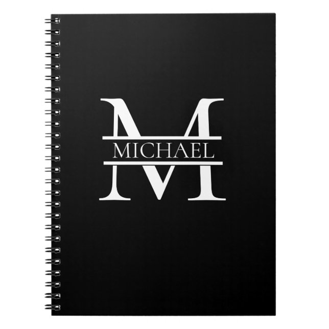 Personalized Elegant Monogram and Name Notebook (Front)