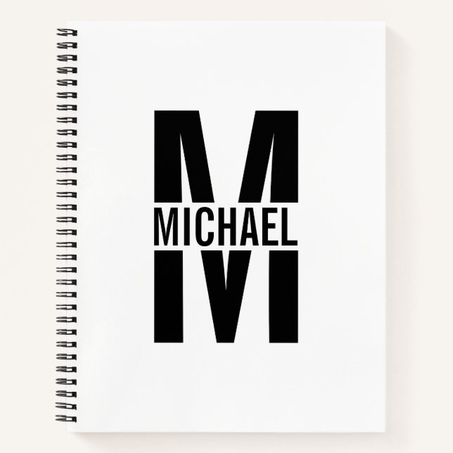 Personalized Elegant Monogram and Name Notebook (Front)