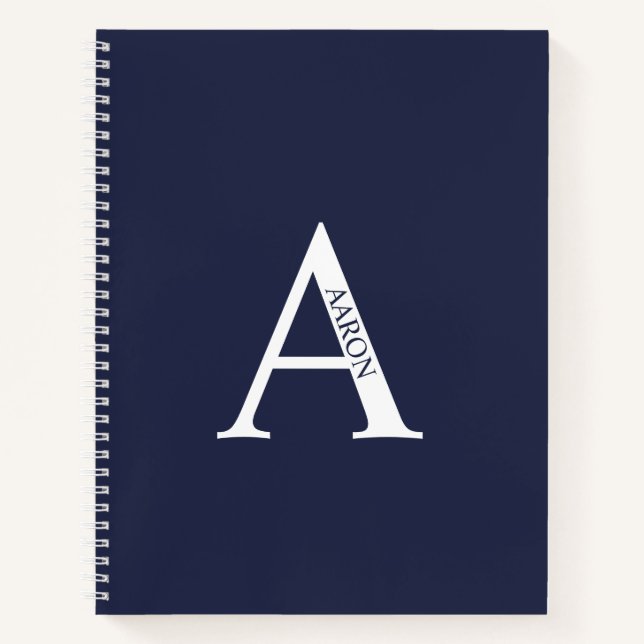 Personalized Elegant Monogram and Name Notebook (Front)