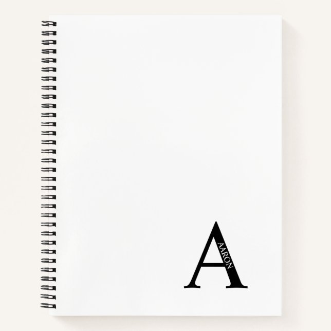Personalized Elegant Monogram and Name Notebook (Front)