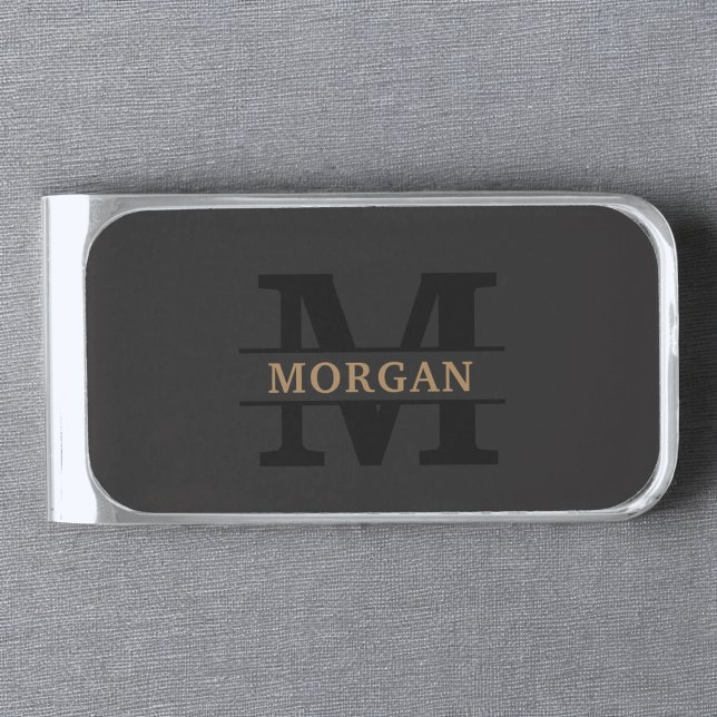 Personalized Elegant Monogram and Name Silver Finish Money Clip (Creator Uploaded)