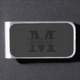 Personalized Elegant Monogram and Name Silver Finish Money Clip