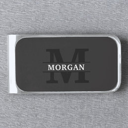 Personalized Elegant Monogram and Name Silver Finish Money Clip