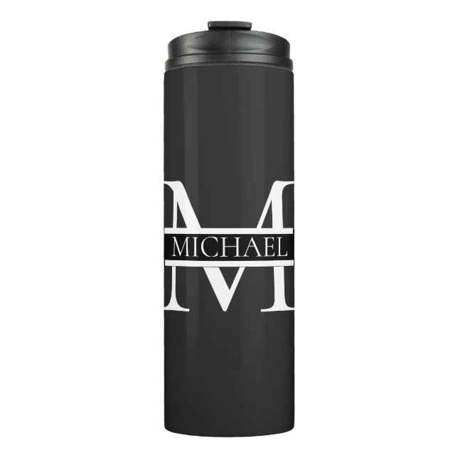 Personalized Elegant Monogram and Name Thermal Tumbler (Front)