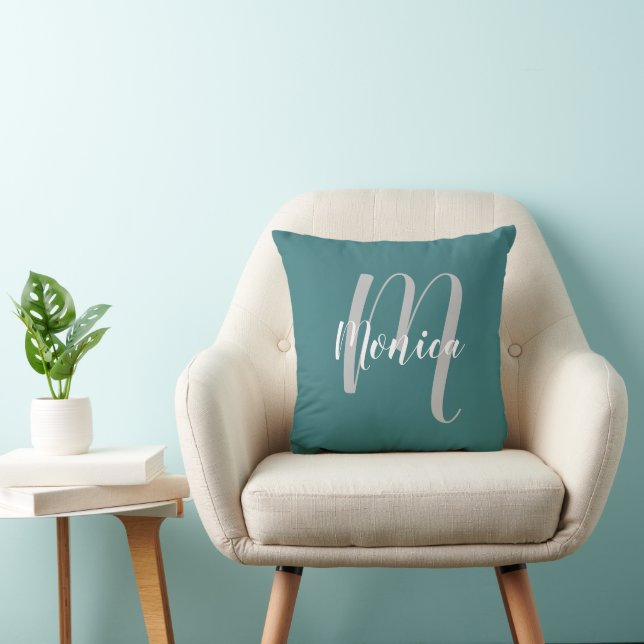 Personalized Elegant Monogram and Name Throw Pillow (Chair)