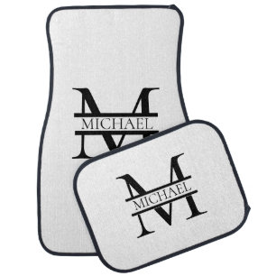 Personalized Elegant Monogram and Name White Car Floor Mat