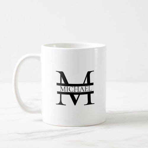Personalized Elegant Monogram and Name White Coffee Mug