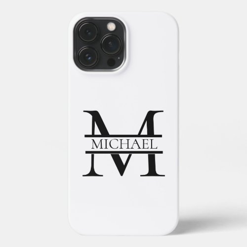 Personalized Elegant Monogram and Name White iPhone 13 Pro Max Case