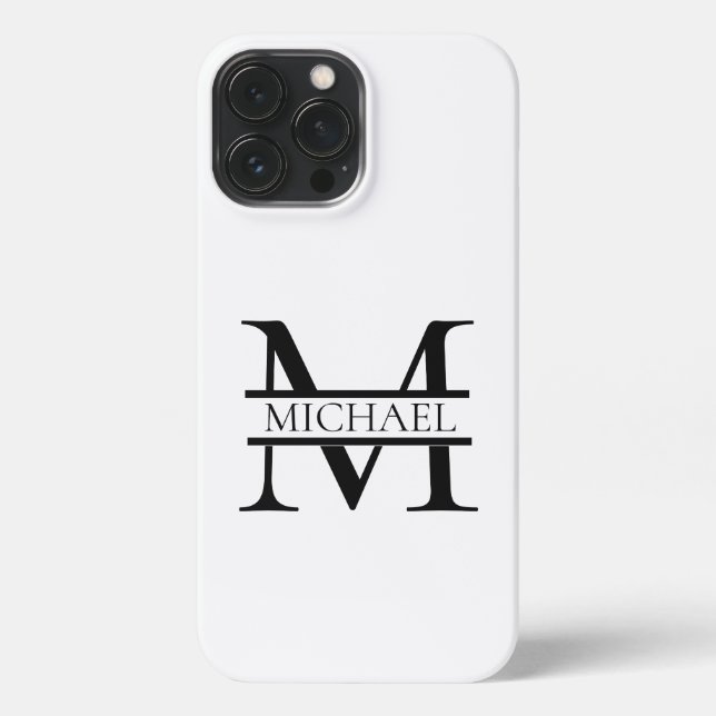 Personalized Elegant Monogram and Name White iPhone Case (Back)