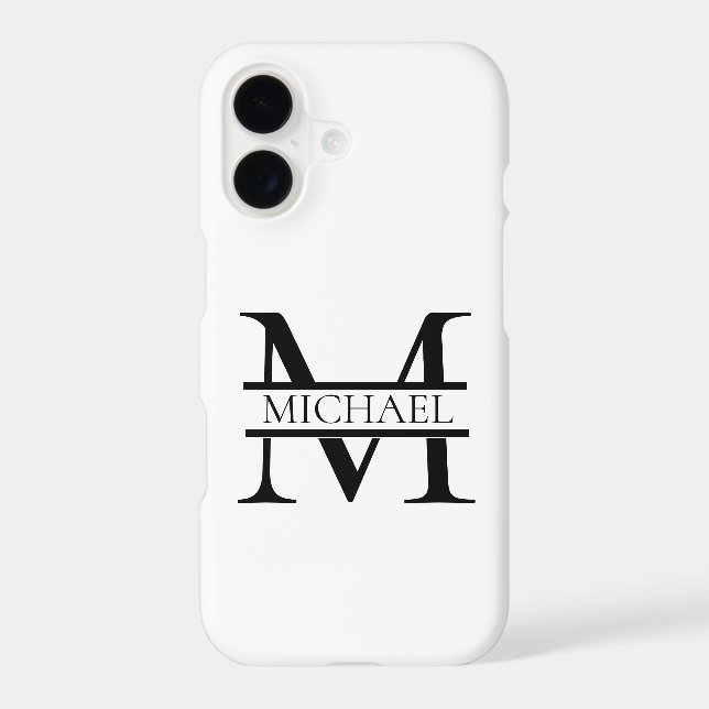 Personalized Elegant Monogram and Name White iPhone Case (Back)