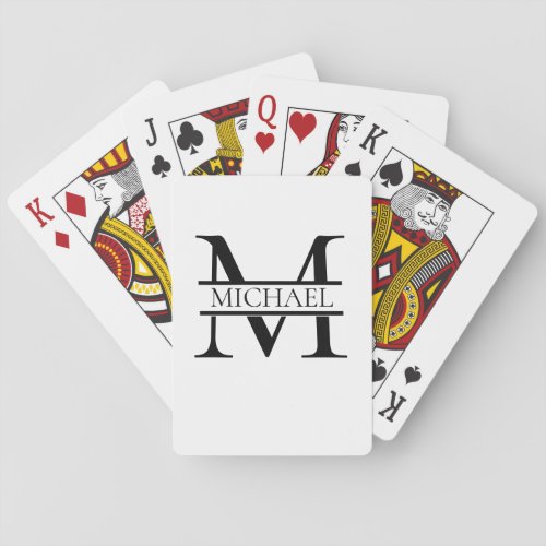 Personalized Elegant Monogram and Name White Playing Cards