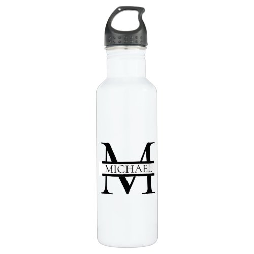 Personalized Elegant Monogram and Name White Stainless Steel Water Bottle