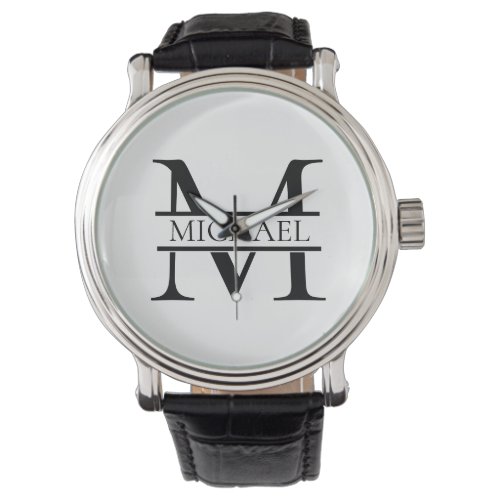 Personalized Elegant Monogram and Name White Watch