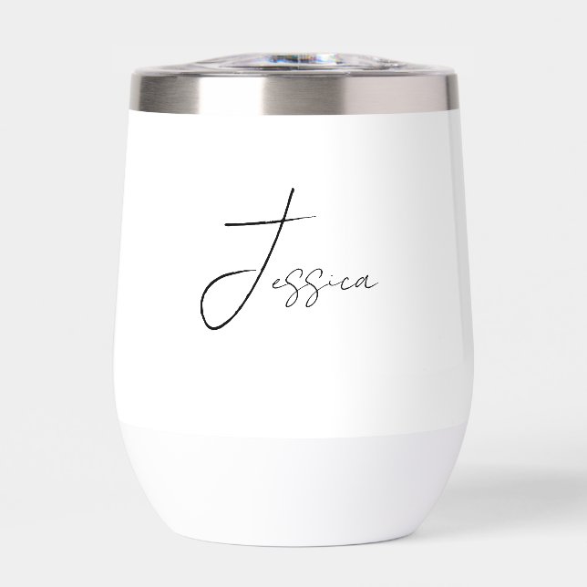 Personalized Elegant Monogram Bridesmaid Thermal Wine Tumbler (Front)