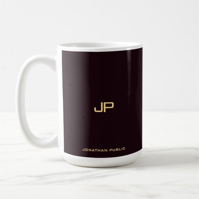 Personalized Elegant Monogram Classic Template Coffee Mug (Left)