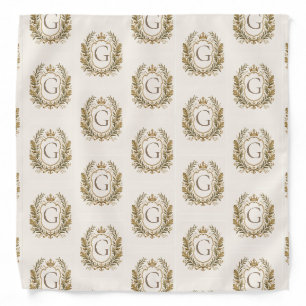 Personalized Elegant Monogram Laurel Wreath Bandana