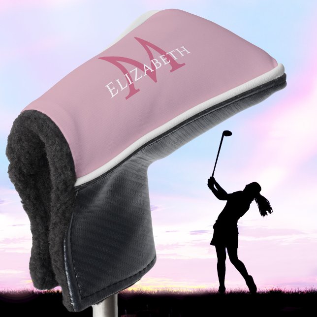 Personalized Elegant Monogram Name Initial Pink Golf Head Cover (Personalized Elegant Monogram Name Initial Pink Golf Head Cover)