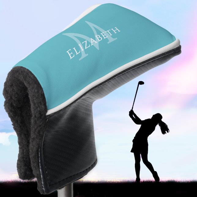 Personalized Elegant Monogram Name Initial Teal Golf Head Cover (Personalized Elegant Monogram Name Initial Teal Golf Head Cover)