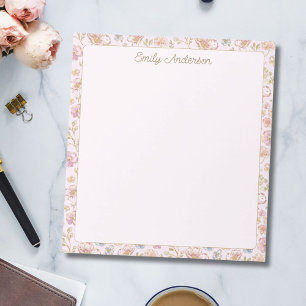 Personalized Elegant Monogram Pretty Floral Border Notepad