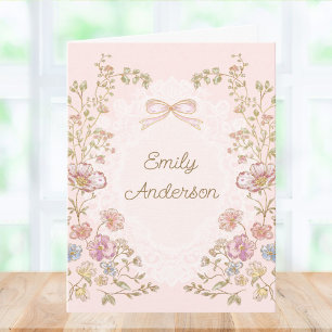 Personalized Elegant Monogram Watercolor Floral Note Card