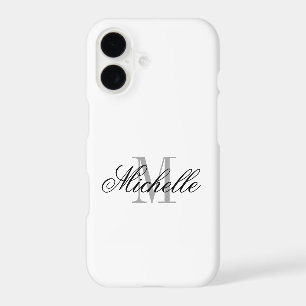Personalized elegant monogram white iPhone 17 case
