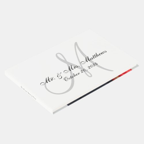 Personalized Elegant Monogram with Photo Wedding Guest Book