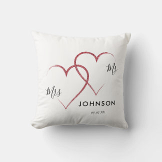 Personalized Elegant Mr. and Mrs. Wedding Throw Pillow