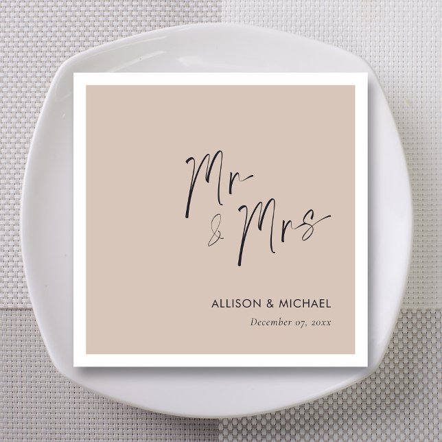 Personalized Elegant Mr & Mrs Wedding Napkins (Creator Uploaded)