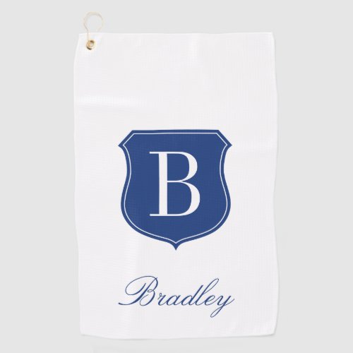 Personalized elegant name monogram blue and white golf towel