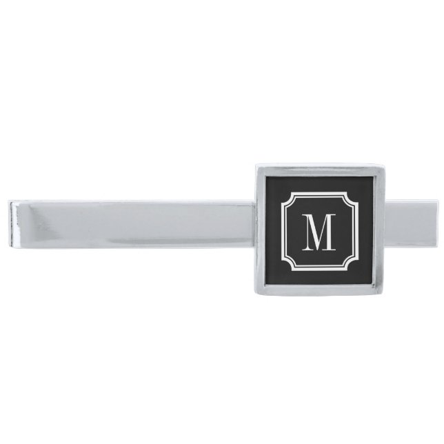 Personalized elegant name monogram tie bar (Front)