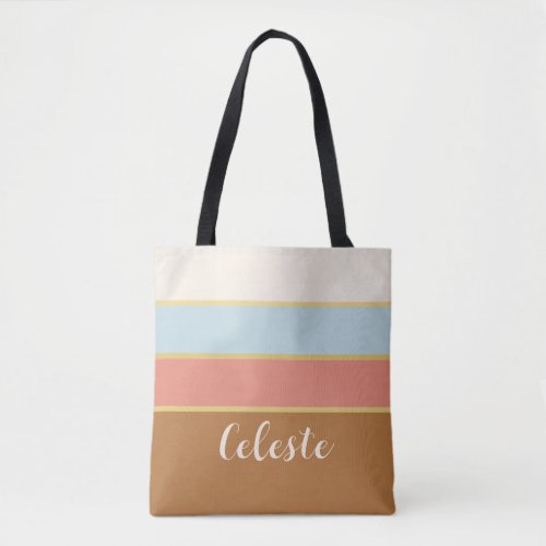 Personalized Elegant Name Summer Striped Tote Bag