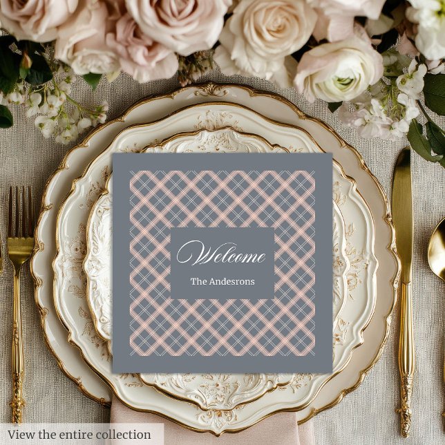 Personalized Elegant Napkins Coral Grey Aesthetic (Personalized Elegant Napkins Coral Grey Aesthetic)