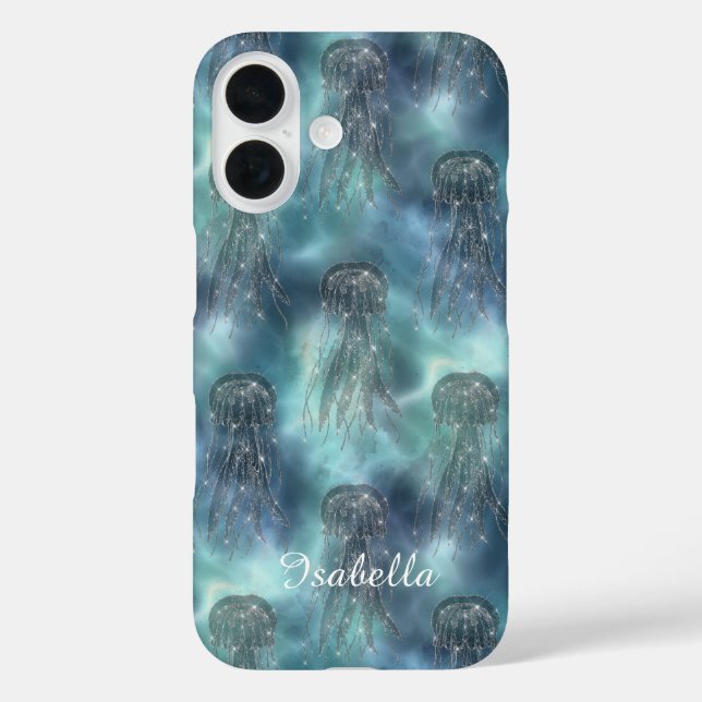 Personalized Elegant Nautical Sparkle Blue Ocean Case-Mate iPhone Case (Back)