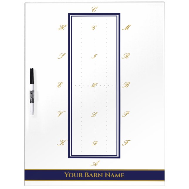 Personalized Elegant Navy and Gold Dressage Arena  Dry Erase Board (Front)