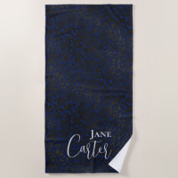 Personalized Elegant Navy Blue Black Leopard
