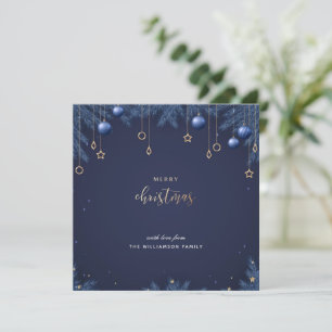 Personalized Elegant Navy Blue Christmas Card
