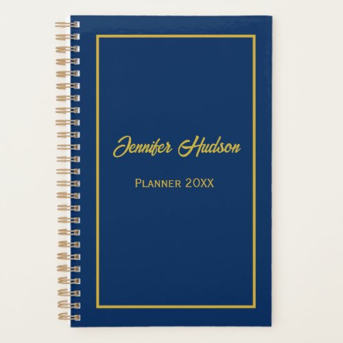 Personalized Elegant Navy Blue Gold Professional Planner