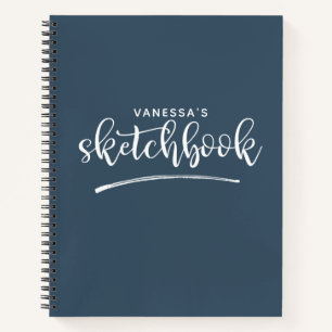 Personalized Elegant Navy Blue Sketchbook Notebook